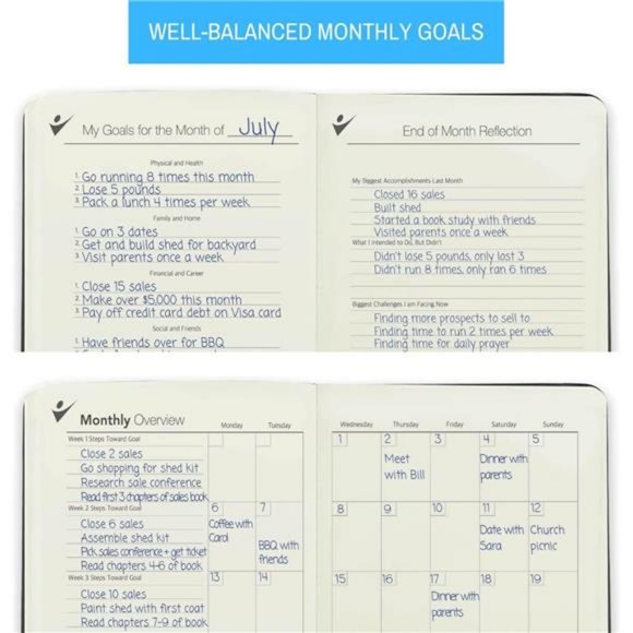 Undated Planner - 90 Day Guided Journal, 2023 2024 Weekly Organization - Picture 2 of 7